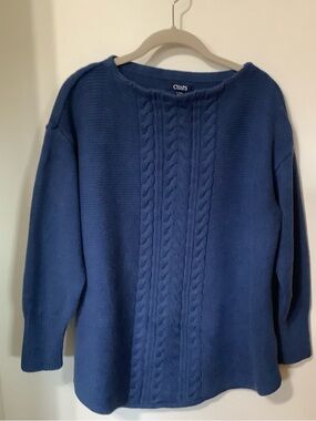 CHAPS: Blue Cable-Knit Sweater
